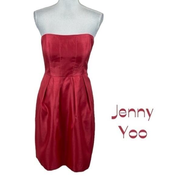 Jenny Yoo Grapefruit Pink BalletCore Party Event Strapless Dress NWT Size 8 - Picture 2 of 14